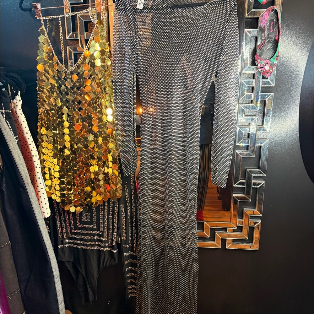 Sheer Black and Silver Maxi Dress